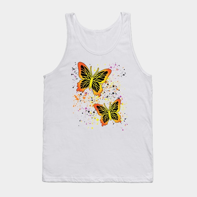 Beautiful Butterflies with Colorful Splatters Tank Top by Designs by Darrin